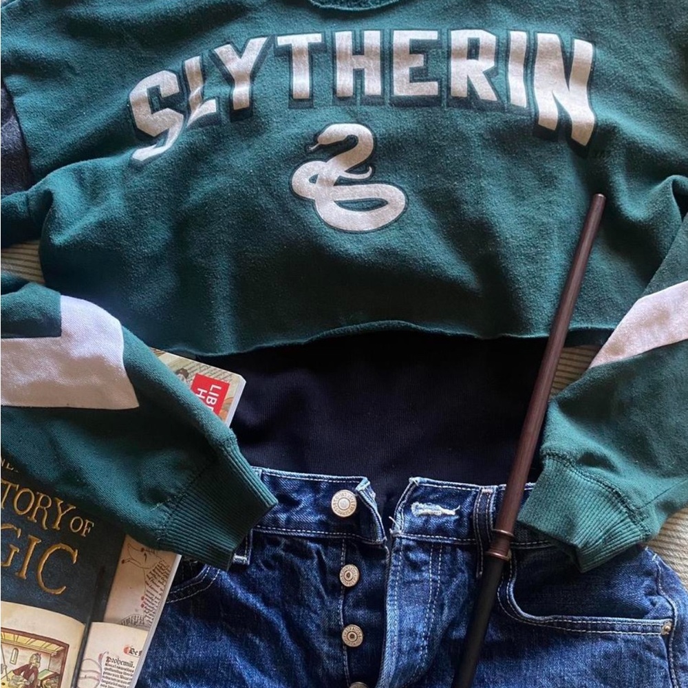 Green Slytherin Sweater with White Accents